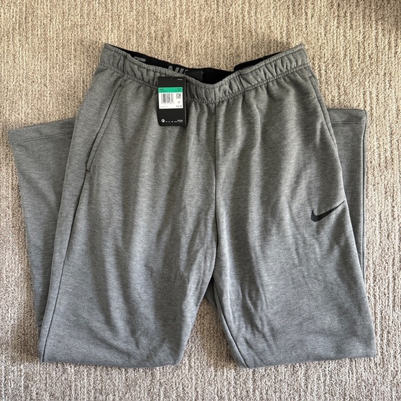 Nike Men's Dry Charcoal Heather Black Fleece Training Pants - Picture 2 of 4